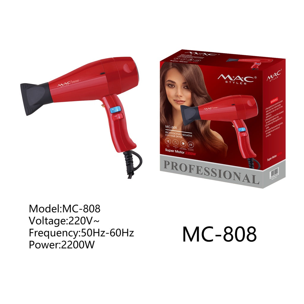 MAC Styler Professional Salon Hair dryer Mac Blower MC 808 2200w